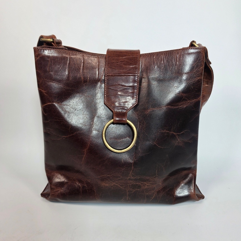 Amsterdam Heritage Brown Leather Shoulder Bag Women's Distressed Boho Tote Purse